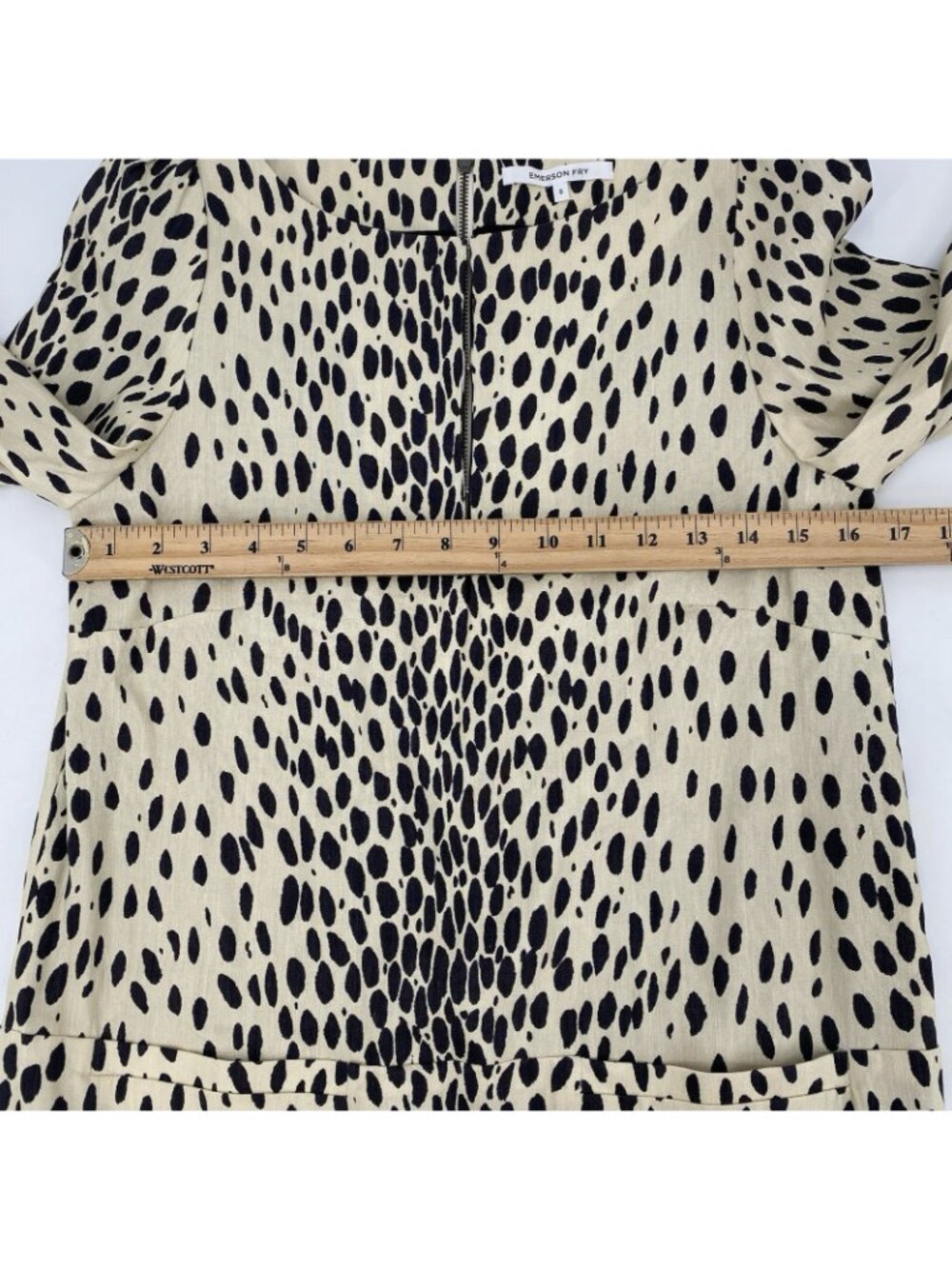 Emerson Fry Size Small Mod Shift Dress Linen Half Sleeve Animal Print Leopard - Picture 8 of 10